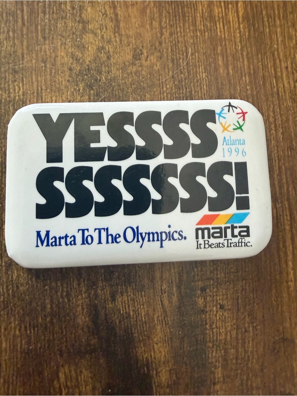 Atlanta 1996 Olympics MARTA Transit Pinback Button YES Marta To The Olympics